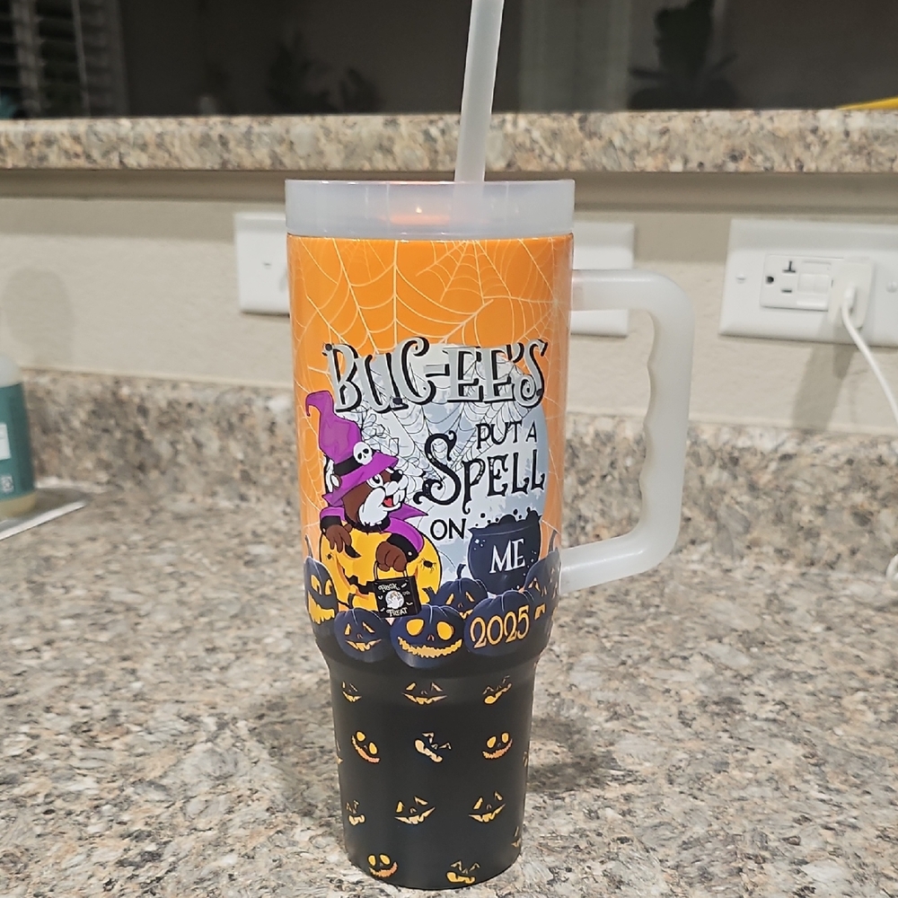 Halloween Themed Tumbler with Straw